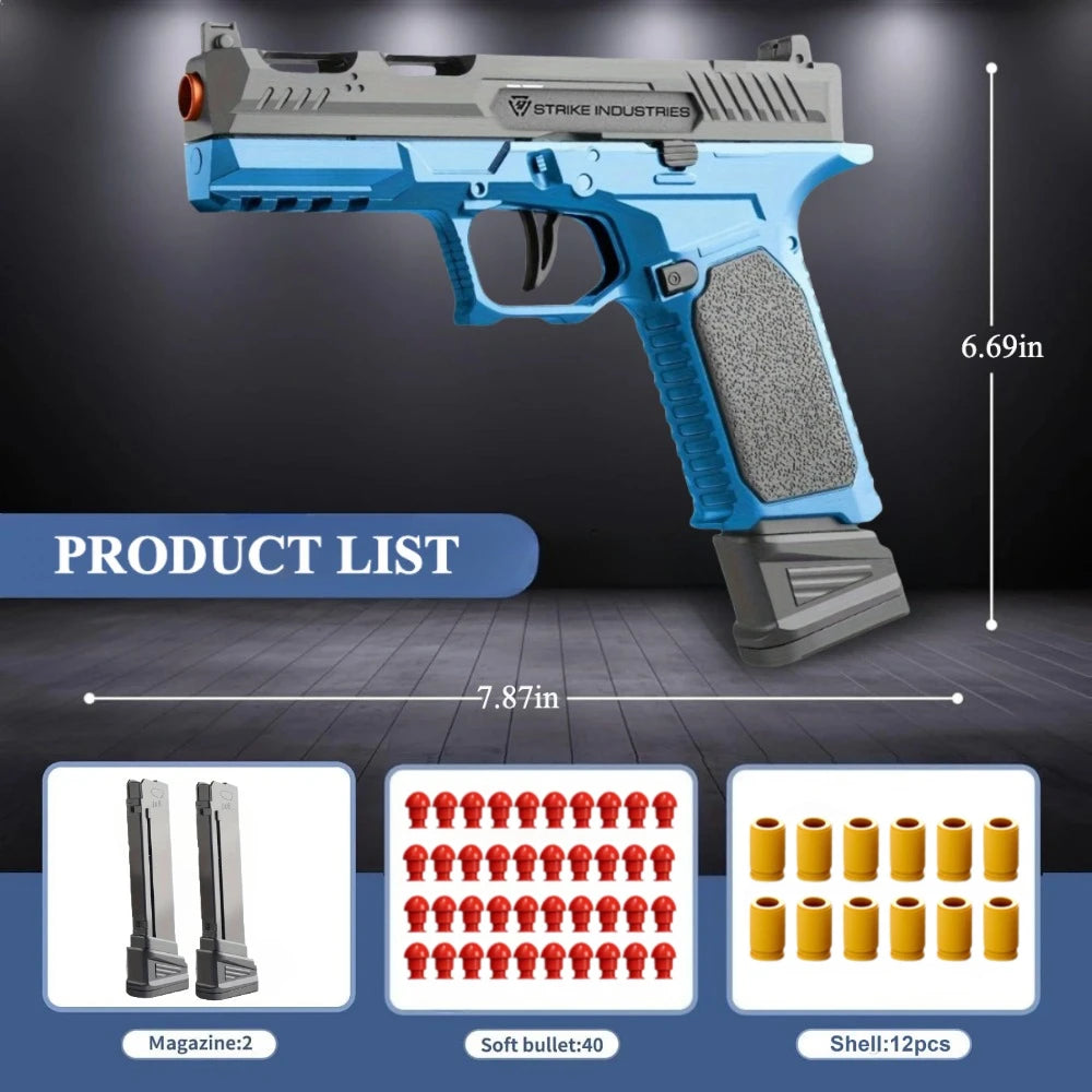 2011 G17 Shell Throwing Blowback Toy Gun Continuous Firing Empty Hanging Pistol Outdoor CS Game Shooting Toy for Kids Adults