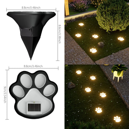 Outdoor  Paw Print Lights LED Solar Light Waterproof Dog Cat Animal Paw Print Light Path Lawn Lamp for Garden Patio Lawn Camping