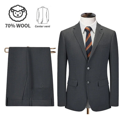 Men's Premium Suit -Business Suit, Professional Formal Wear, Ideal for Work and Weddings,50% Wool,Customizable Fit with 20 Sizes