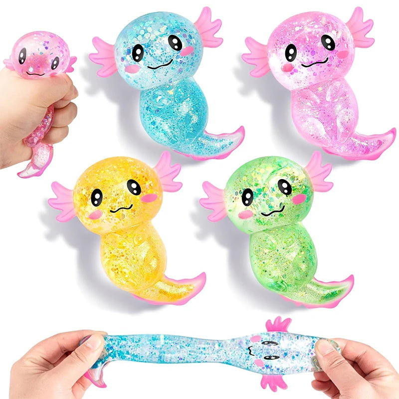 Squishy Maltose Axolotl Fidget Toys Soft Glitter Slow Rebound Anxiety Relief Squeeze Stress Ball ASMR Sensory Anti Stress Toy