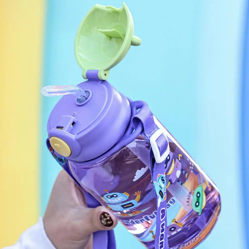 650ml Cute Kids Water Bottle with Straw Free BPA Leakproof Outdoor Portable Children's Cups School Water Bottle for Children