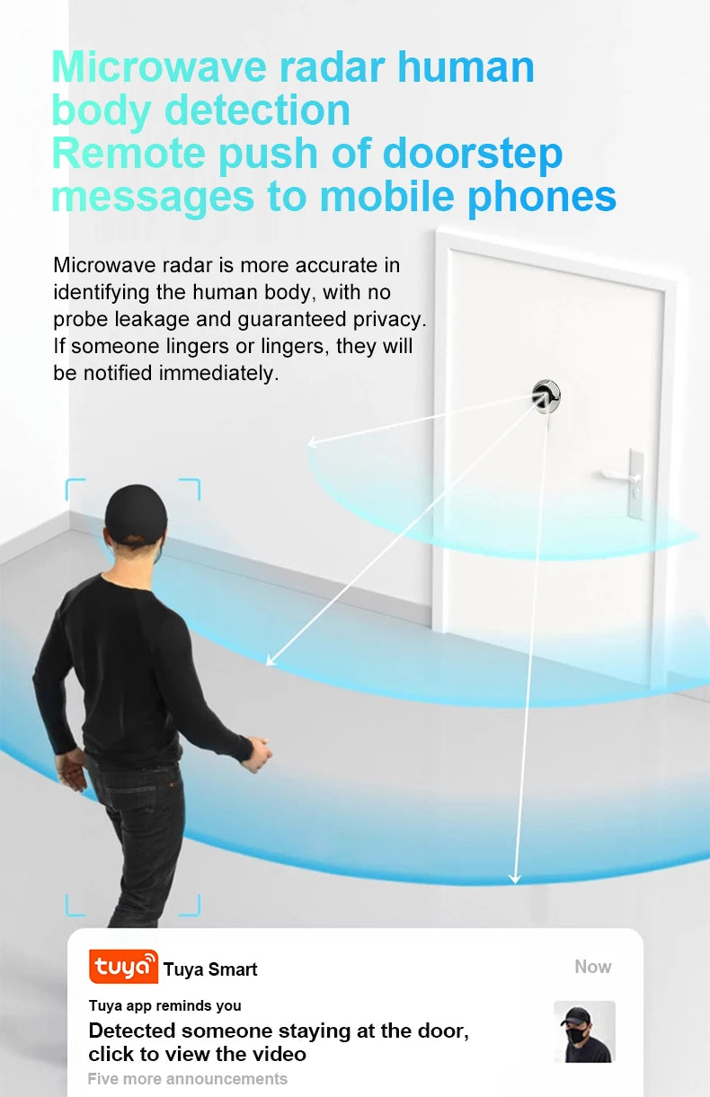 4.3inch Smart Life Door Peephole Camera WiFi Tuya Human Detection 120° 2KHD 3MP IPS Screen Remote Danmini Digital Door Video Eye