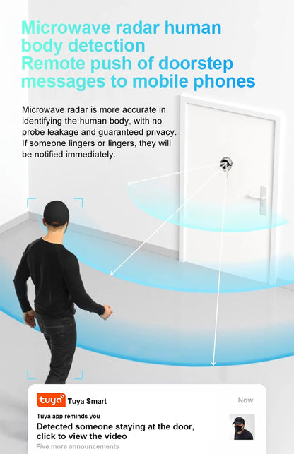 4.3inch Smart Life Door Peephole Camera WiFi Tuya Human Detection 120° 2KHD 3MP IPS Screen Remote Danmini Digital Door Video Eye