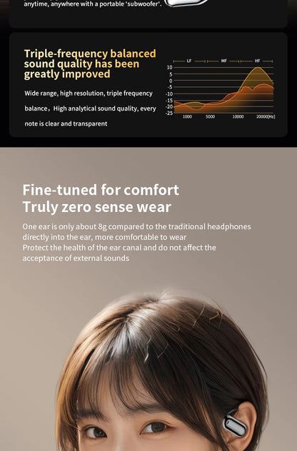 AI Translating Earbuds Real-time 144 Languages Translation Earphone Touch LCD Screen OWS Open Ear Wireless Headphone HiFi Stereo