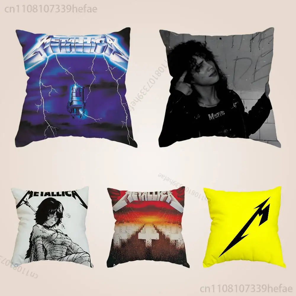 M-Metallica Band Pillow Cases for Bedroom Living Room Sofa Home Decor Polyester Cushion Cover with Zipper