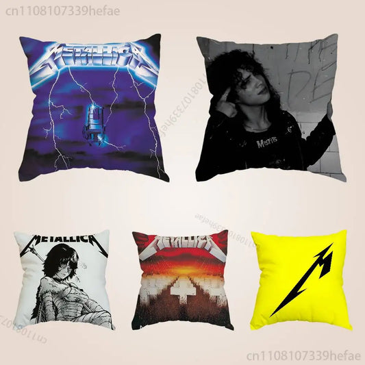 M-Metallica Band Pillow Cases for Bedroom Living Room Sofa Home Decor Polyester Cushion Cover with Zipper