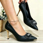 Fashionable High Heels For Women With Light Mouth Square Buckle Rhinestone Slim Heels Single Shoes Pointed Toe High-End Shoes