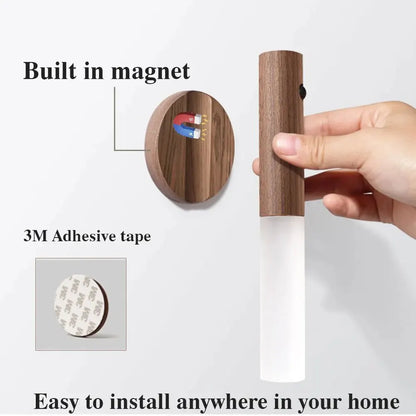 Automatic Night Light Motion Sensor Rechargeable 3-Mode LED Wall Light Human Body Induction Light for Bedroom Bathroom Hallway