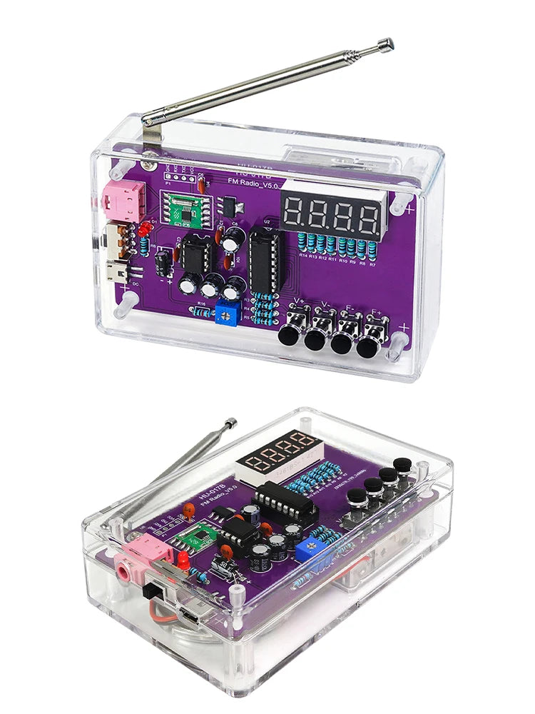 DIY FM Radio Electronic Kit Adjustable Frequency 87-108MHz Practice Soldering RDA5807S Digital Display DIY Soldering HU-017B