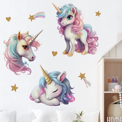 Unicorn Vinyl Child Wall Sticker For Baby Room Decoration Bedroom Accessories Furniture Sticker Adhesive Wallpaper Wall Decor