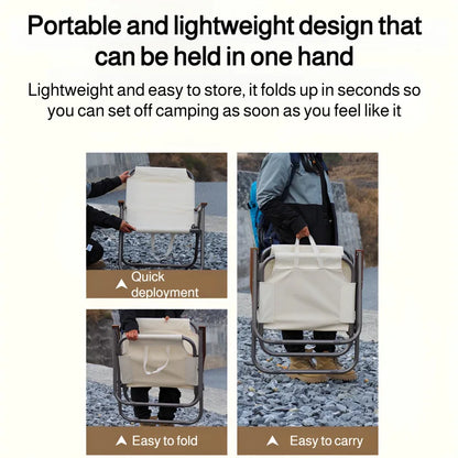 Portable Camping Chair Picnic Oxford Cloth Chair Beach Fishing Chair Outdoor Folding Beach Chair with Non-slip Mat Aluminum Blac