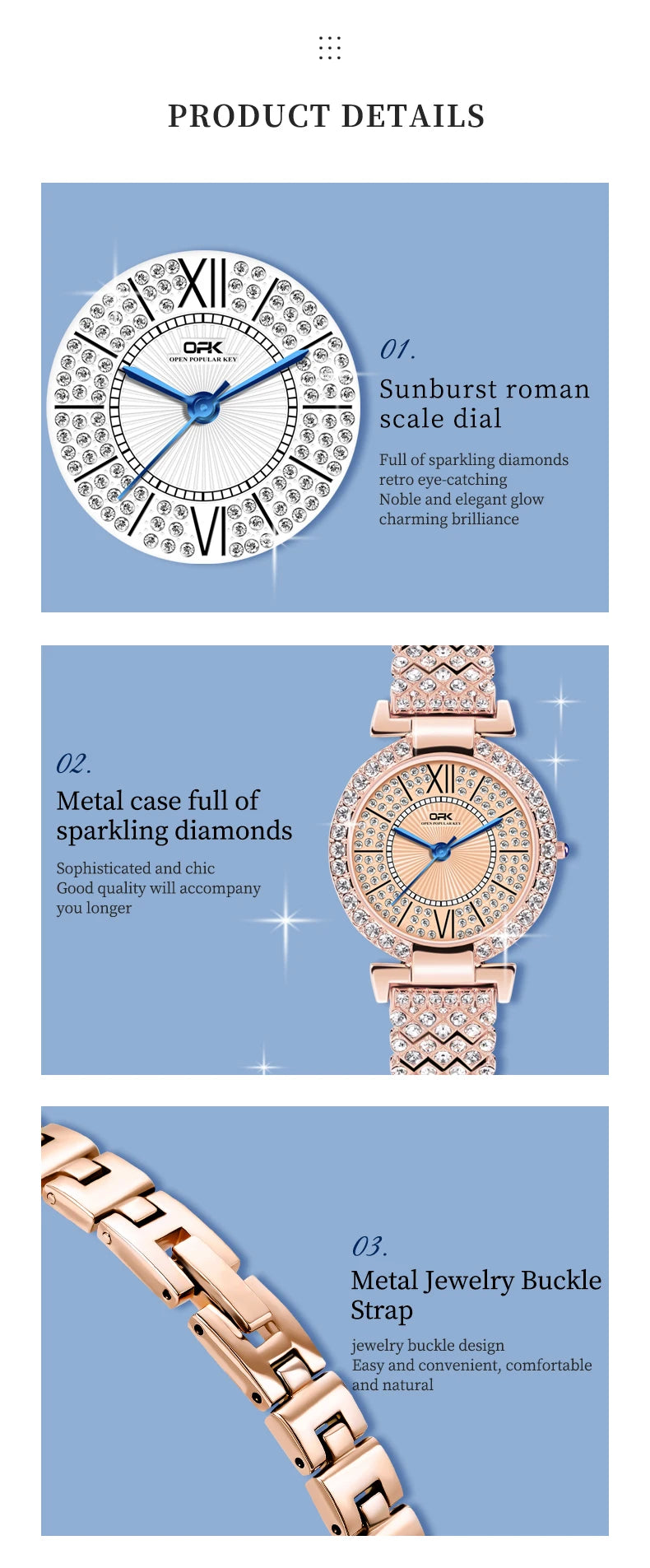 OPK 8618 Women Watch Simple Elegant Quartz Watch Waterproof Luminous Diamond Inlaid Watch For Women Box Gifts Original Reloj