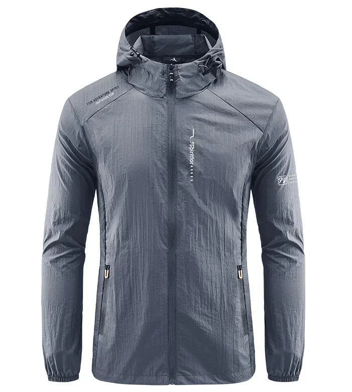 UPF50+ Summer Outdoor Quick Dry Sun-Protective Thin Jacket Men Hiking Fishing Cycling Hooded Gym Sport Ultra Light Windbreaker