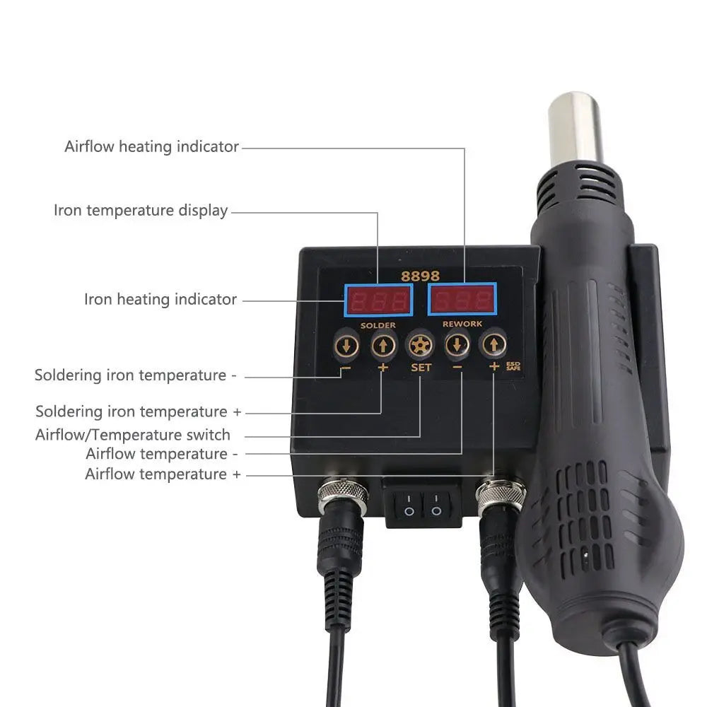 SMD Soldering Iron Hot Air 2 in 1 BGA Rework Solder Station Heat Gun Desoldering Repair For Cell-phone PCB IC Welding Tools Kit