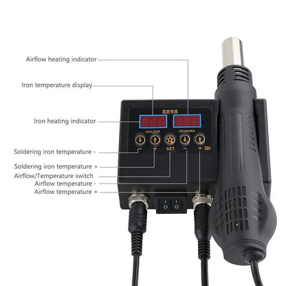 SMD Soldering Iron Hot Air 2 in 1 BGA Rework Solder Station Heat Gun Desoldering Repair For Cell-phone PCB IC Welding Tools Kit