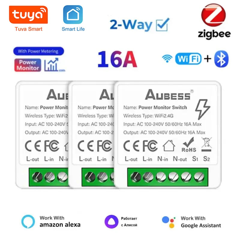 Zigbee Tuya Smart WiFi Switch DIY 2-way Control EWelink Mini Light Switches Module Power Metering Breaker For Alexa Google Home