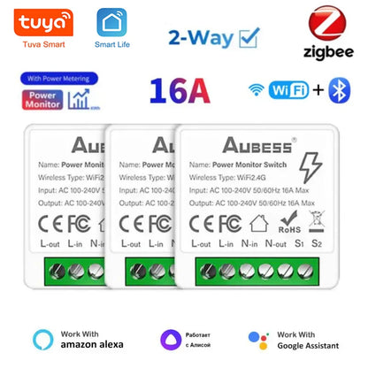 Zigbee Tuya Smart WiFi Switch DIY 2-way Control EWelink Mini Light Switches Module Power Metering Breaker For Alexa Google Home