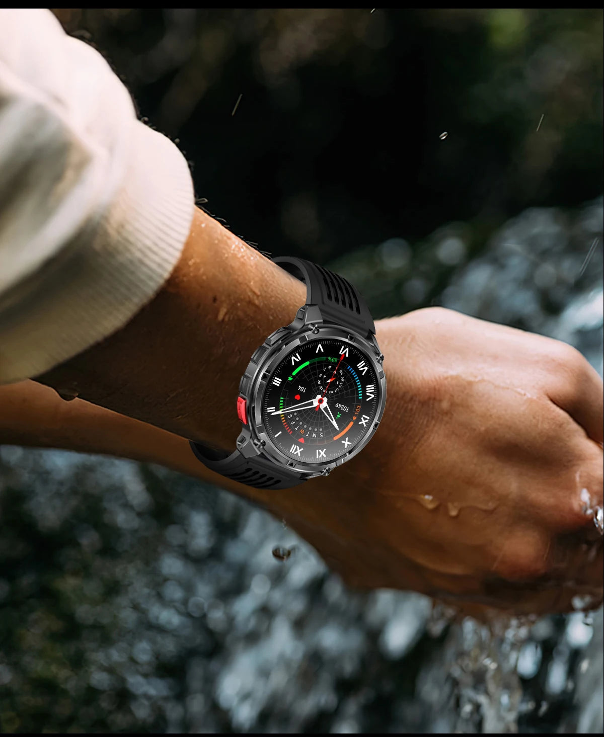 LIGE Smart Watch 2026 Gorąca Sprzedaż 1100mAh Wojskowy Wodoodporny Kompas Latarka LED Tryby Sportowe Męski Smartwatch Dla Android iOS