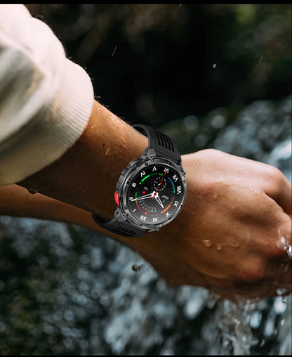 LIGE Smart Watch 2026 Gorąca Sprzedaż 1100mAh Wojskowy Wodoodporny Kompas Latarka LED Tryby Sportowe Męski Smartwatch Dla Android iOS
