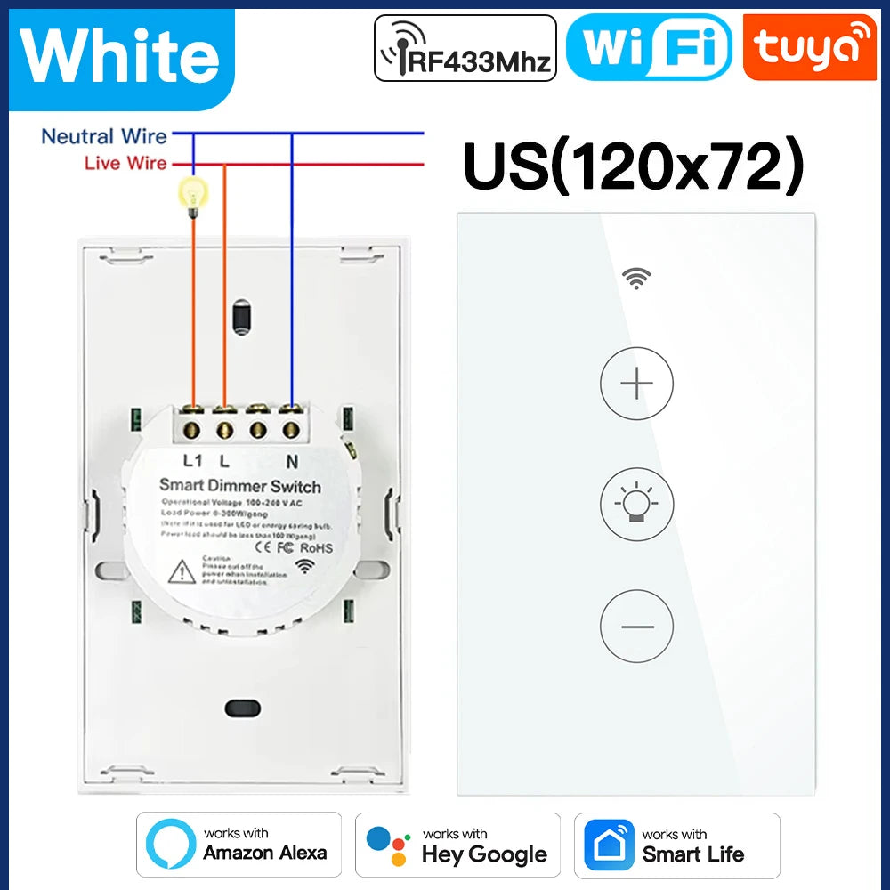 TNCE Tuya wifi Dimmer ZigBee Module Supports 2 Way Control LED Lights Dimmable Switch Work with smart life app Alexa Google Home