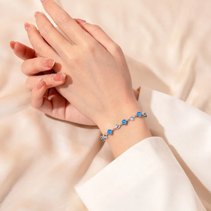 2pcs/set 925 Sterling Silver Heart Bracelet Necklace Jewelry Set for Women Korean Adjustable Charm Bracelet Luxury Party Jewelry
