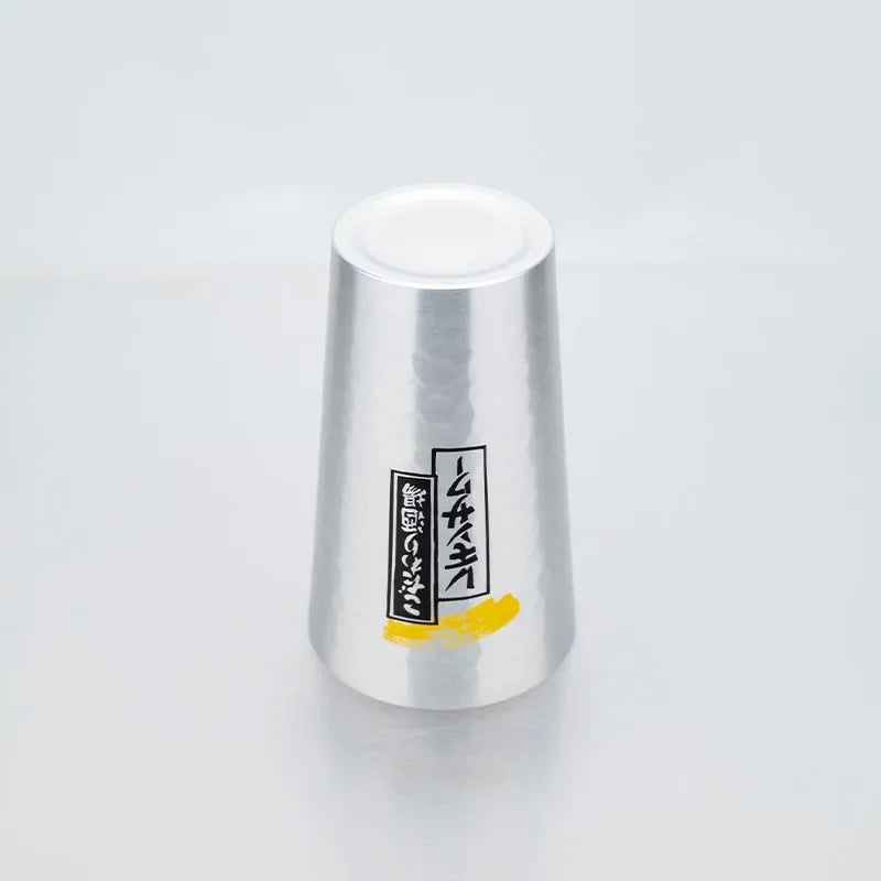 Japanese Style Aluminum Beer Mugs Set 450ml, Gold & Silver Reusable Drinking Mug for Beer Water Juice, Outdoor Camping Party