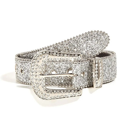 Women's Rhinestone Belt Shiny Sequined Jeans Waistband European American Fashion Decoration Versatile Glamorous Waist Chain