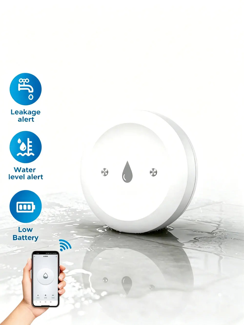 ZigBee Smart Water Leak Sensor Water Overflow Level Detector Security Alarm System Flood Leakage Sensor Google Home 2MQTT