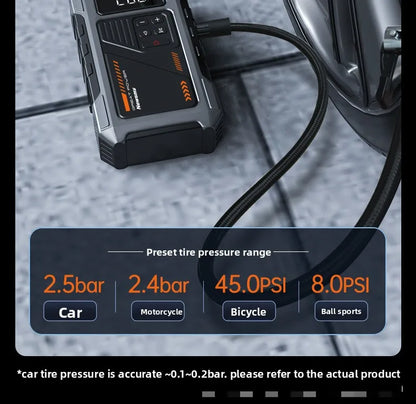Rozrusznik samochodowy 2 w 1 z pompką powietrza M5 Awaryjny wzmacniacz akumulatora Cyfrowy inflator do opon z monitoringiem opon