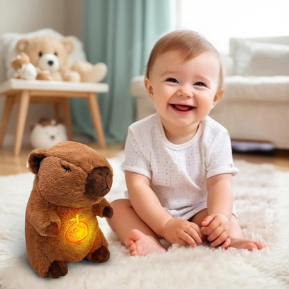 Breathing Capybara Baby Animals Plush Toys Kids Plush Doll Baby Sleep Companion Sound and Light Doll Toy  with Hug Stuffed