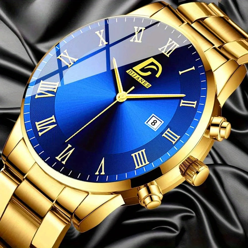 DEYROS 6 Pieces/Set Casual Fashion Men's Watch 6 Piece Set Quartz Men's Watch Alloy Strap Men's Ideal Gift Gift for Yourself