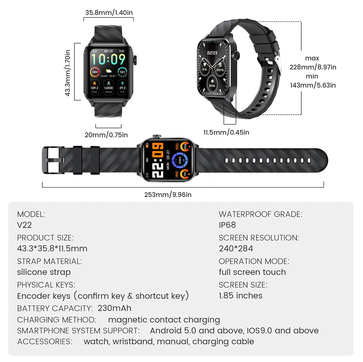 LIGE Smartwatch dla mężczyzn i kobiet Luksusowy Wodoszczelny Zegarek Sportowy z Pełnym Ekranem Dotykowym Smartwatch Fitness dla Xiaomi Huawei Android iOS iPhone