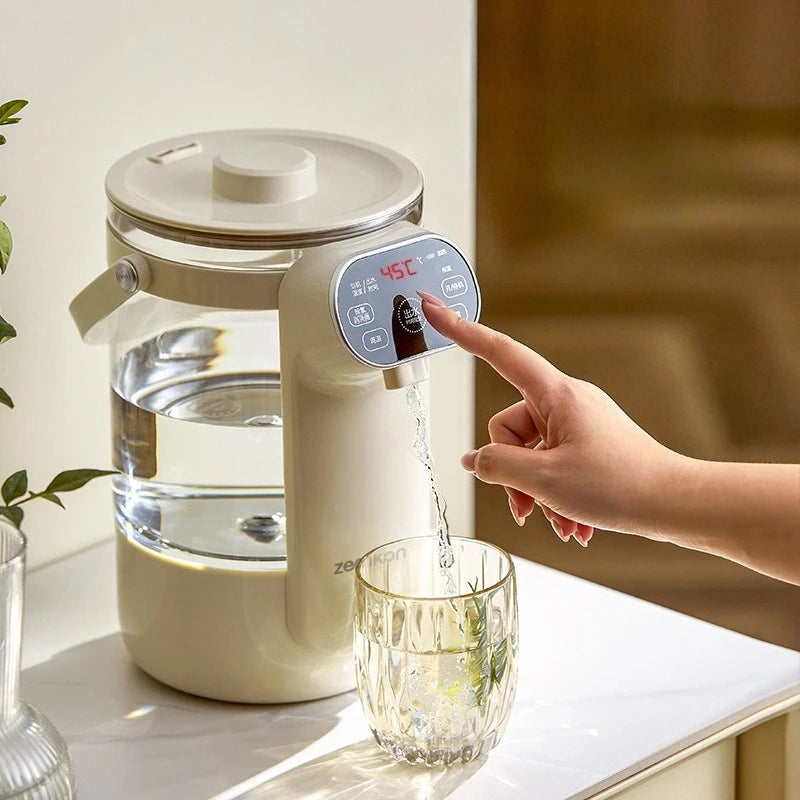 Instant Hot Water Dispenser with 12 Temperature Settings Touch Control Borosilicate Glass Tank Child Lock for Tea Coffee Use