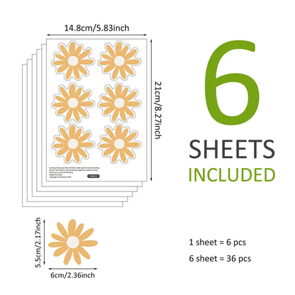 Yellow Daisy Wall Stickers for Kids Rooms Living Room Removable Baby Nursery Wall Paper Home Decoration Girls Room Interior