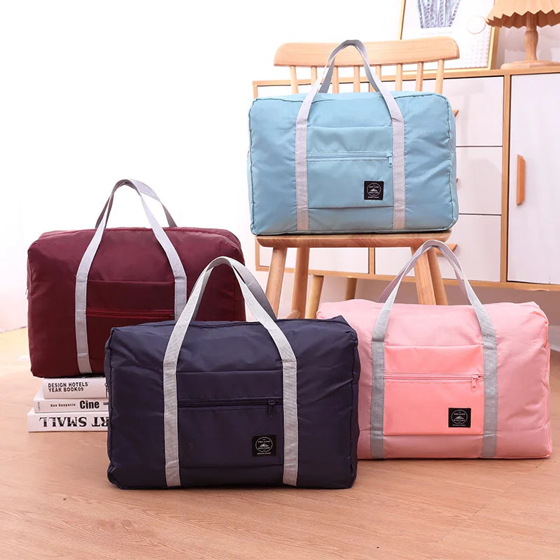 Large-capacity luggage storage bag, foldable portable travel bag, moving clothes packing bag with pull handle