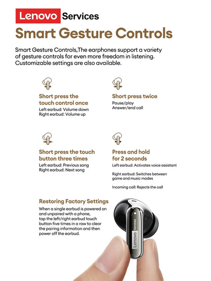 Lenovo 2026 AI Real Time Translation Wireless Earphones TWS Hi-Fi IMAX-level Sound Earphones Stereo ENC Noise Cancelling Earbuds