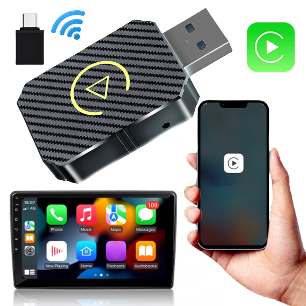 Wireless Carplay Android Auto Adapter Plug&Play CarPlay AI Box BT Wireless Dongle for OEM Wired CarPlay/Andriod Auto Cars TV Box