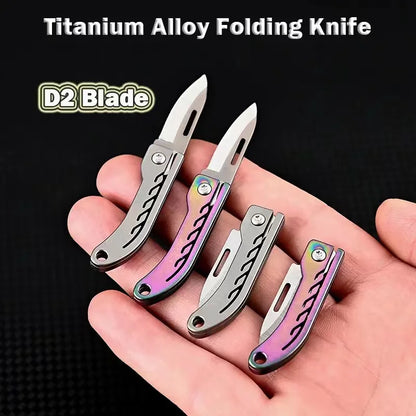 Titanium alloy folding mini knife, portable hanging keychain, unboxing, express delivery knife, household all-in-one knife