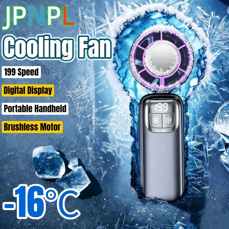199 High Speed Handheld Fan 3000MAH Cooling Ice Cooler Rechargeable USB Brushless Motor  Jet Fan for Outdoor Travel Office