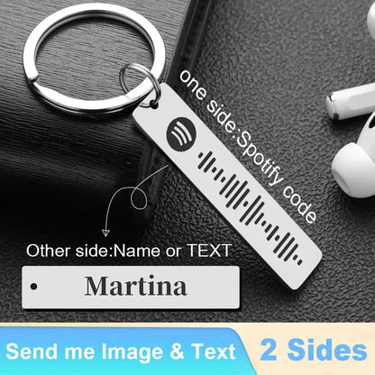 Personalized Spotify Code Keychains Music Keyrings Customized Scannable Song Name Key Rings Chains Best Gift for Car Couple P040