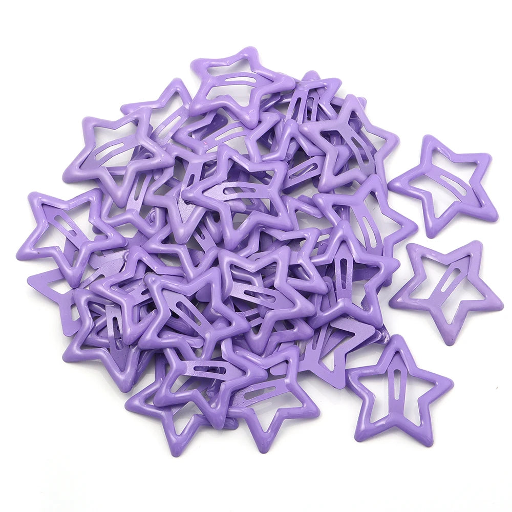 50pcs Colorful Star BB Hair Clips Girls Y2K Cute Star Barrettes Women Simple Metal Snap Clip Headdress Hair Jewelry Accessories