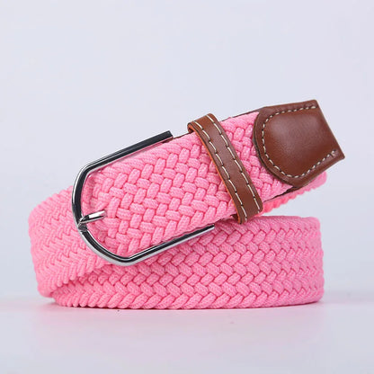 Unisex Elastic Fabric Woven Casual Women Belt Pin Buckle Expandable Braided Stretch Canvas Stylish Leisure Belts for Men