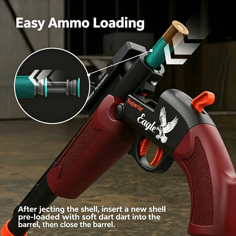 Shell-Ejecting Shotgun Blaster with Suction Cup Soft Darts – Cool Shell Ejection Action, Great Festival Gift, Ideal for Outdoor