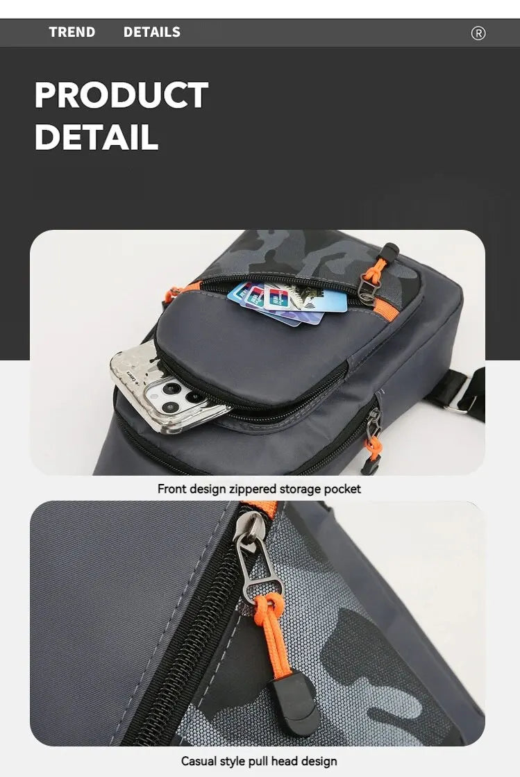 Rilibegan Nylon Men's Chest Bag 2023 New Portable Casual Shoulder Bag Trendy and Unique Design Crossbody Bag