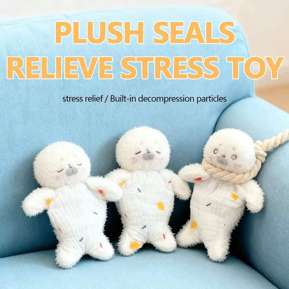 Stress Relief Plush Toy Cute Seal Bean Bag With Hanging Rope Funny Sensory For Stress Relief & Kids
