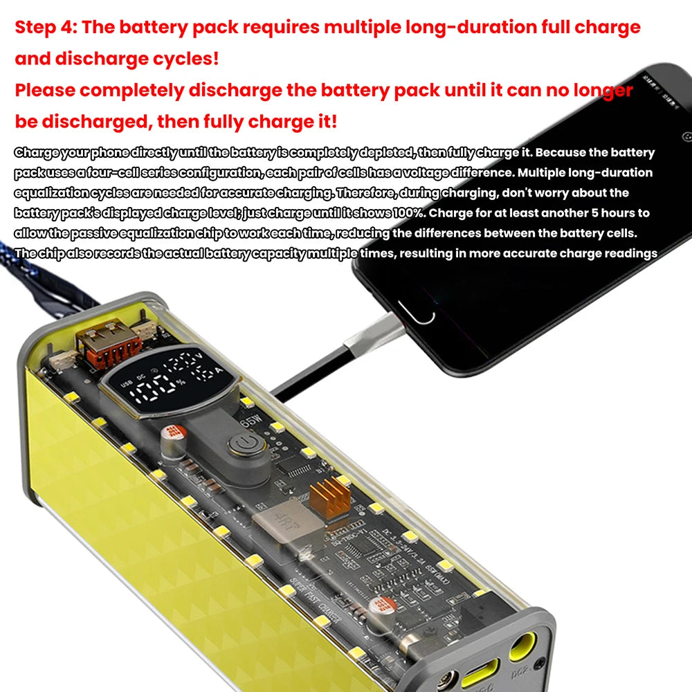 PD65W 45W Super Fast Charging DIY Power Bank Case Weld-Free 8-Cell 18650 Battery Storage Box Daul USB Type C Output