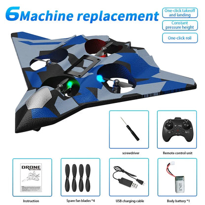 CZ36 2.4G 10CH RC EPP Foam Fighter Plane - 360 Degrees Stunt Tumbling, One-Key Takeoff, LED Lights - Best Kids Toy Gift