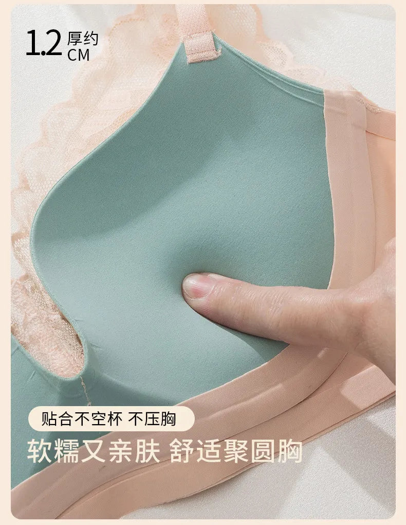 French Sexy Lace Bra and Panty Set for Women, Push Up Wireless Bralette, Comfortable & Breathable Small Chest, Bestseller MOYISU
