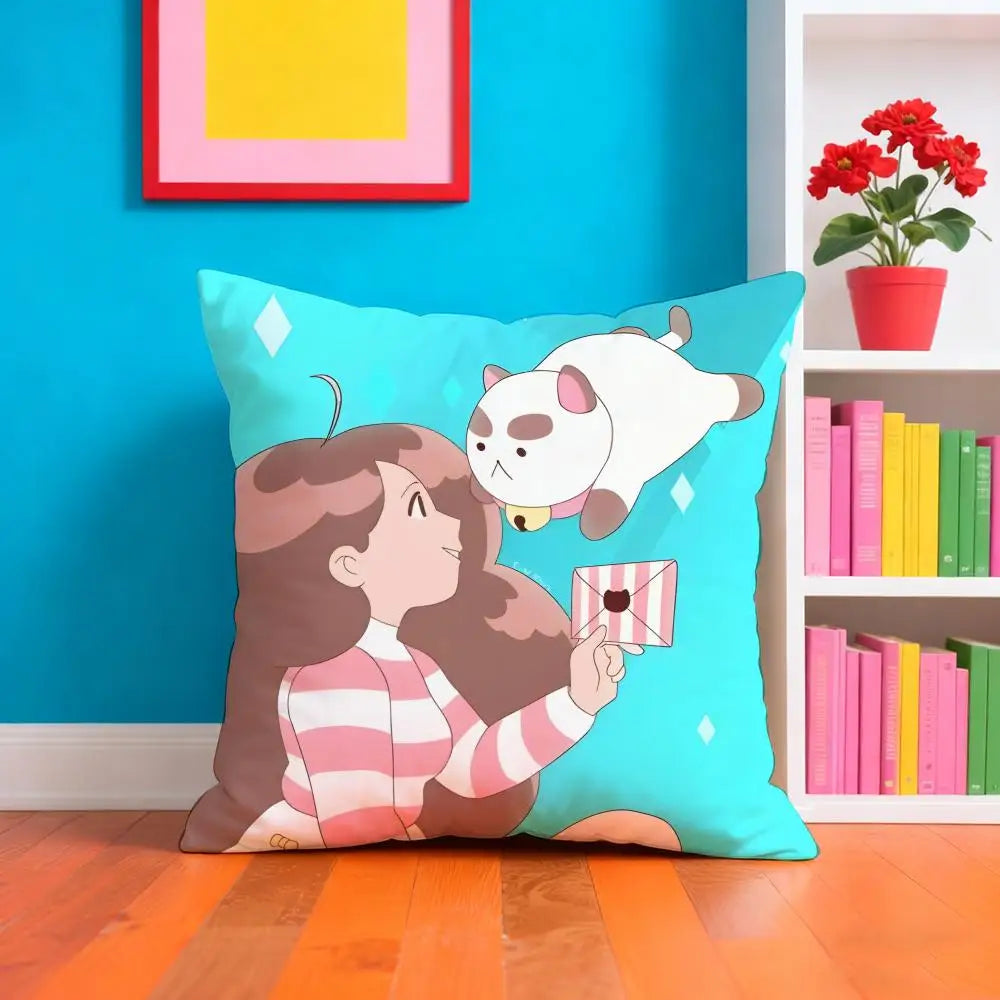 Bee And P-PuppyCat Anime Pillow Case Cushion Cover Soft & Easy-Wash Pillow Case – Versatile For Couch, Bed, Travel And Office