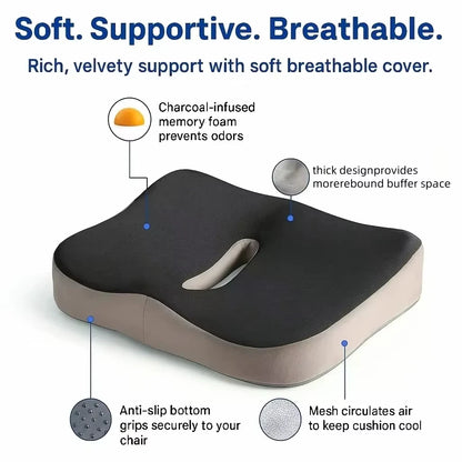 Breathable Memory Foam Cushion: Office/Student/Car, Spine Relief, Worry-Free Sitting, Skin-Friendly & Easy Clean